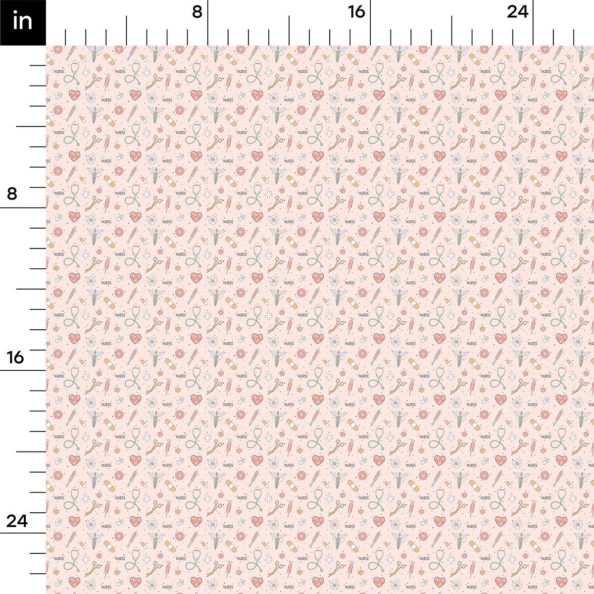 a ruler with a pattern of hearts and flowers on it