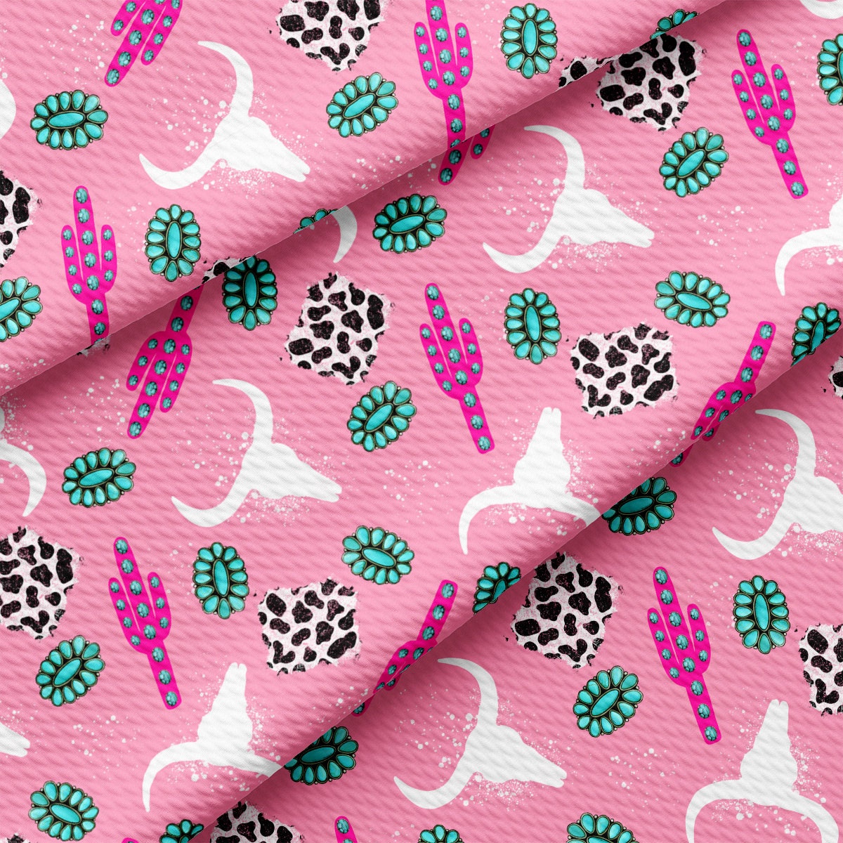 a pink background with a pattern of llamas and cactus