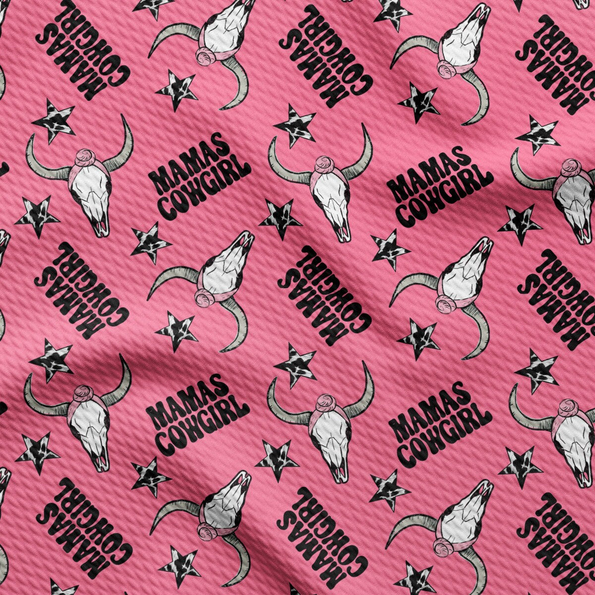 a pink background with a pattern of cows and stars