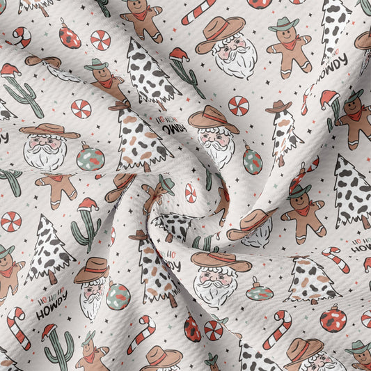 a white fabric with a pattern of cartoon characters on it