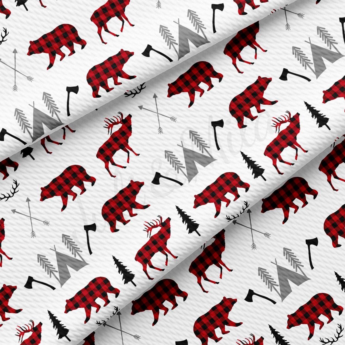 a pattern of red and black animals on a white background