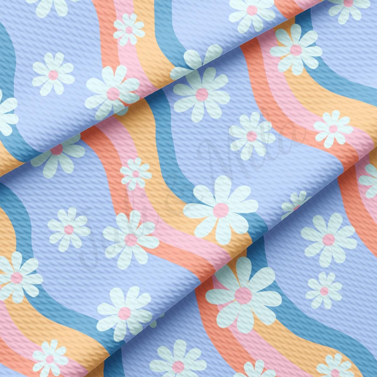 a blue and orange flower pattern on a blue background