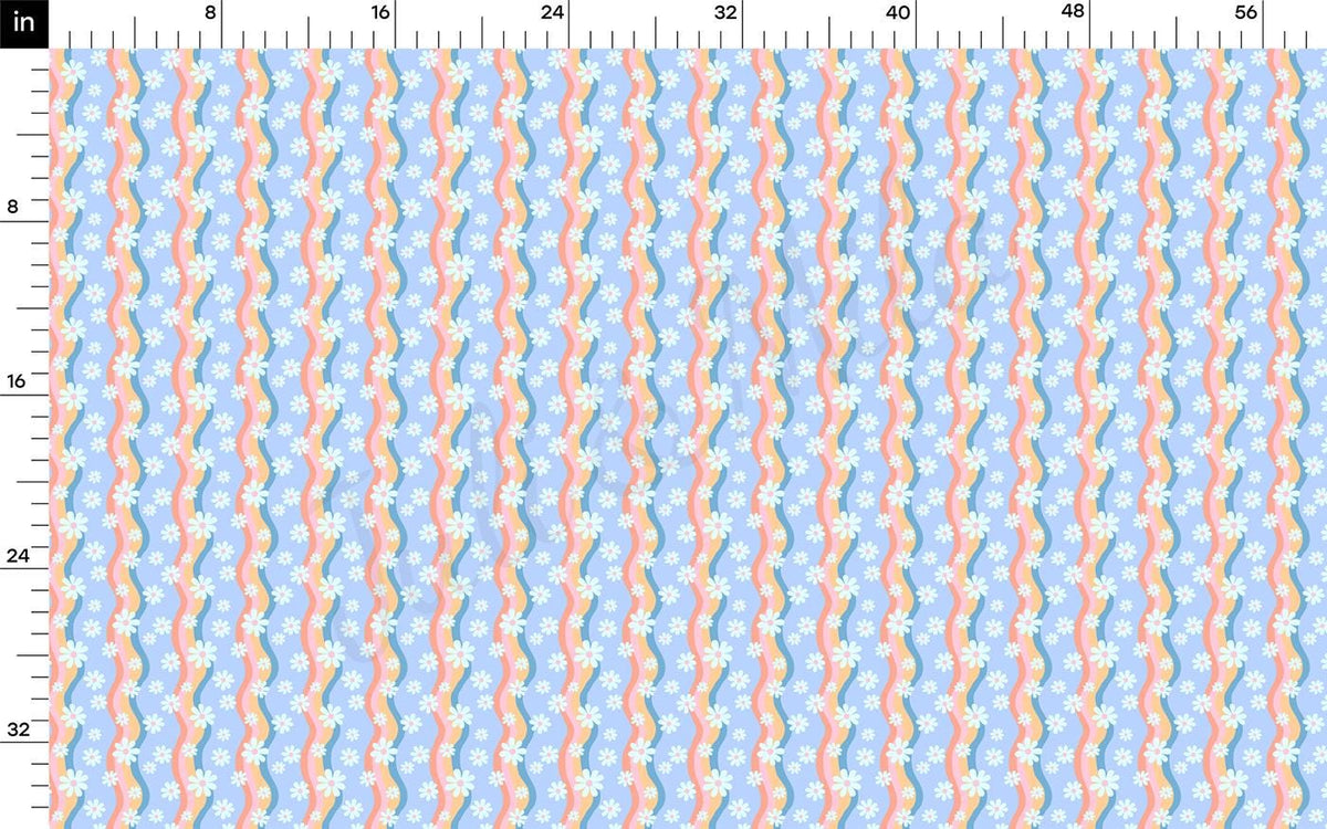 a ruler with a blue and pink pattern on it