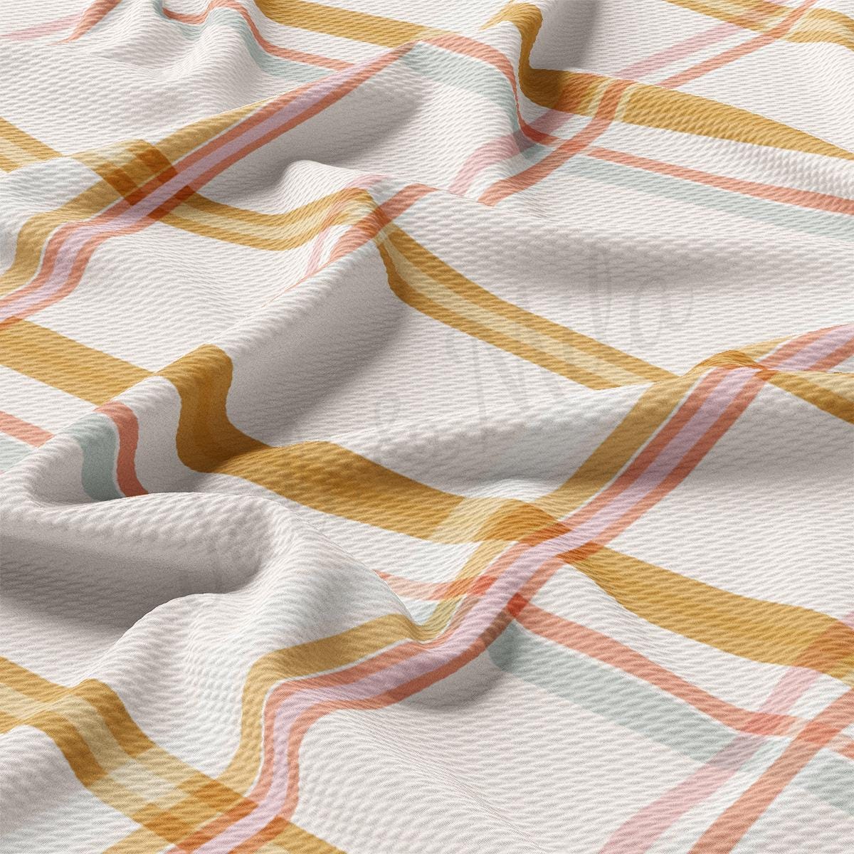 a close up of a white and yellow plaid fabric