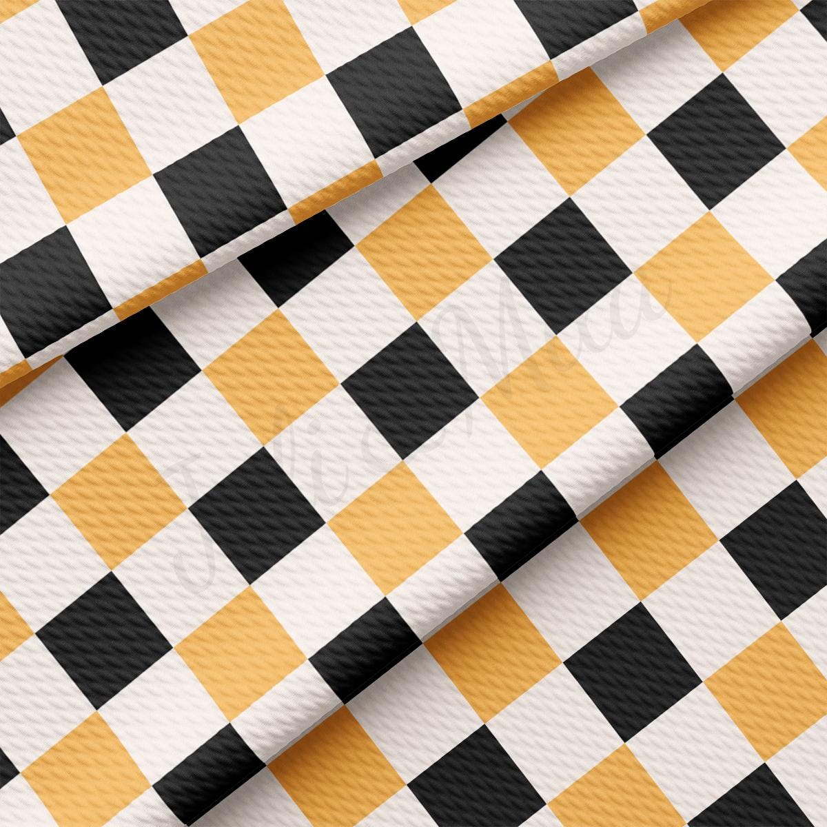 a black and yellow checkered fabric