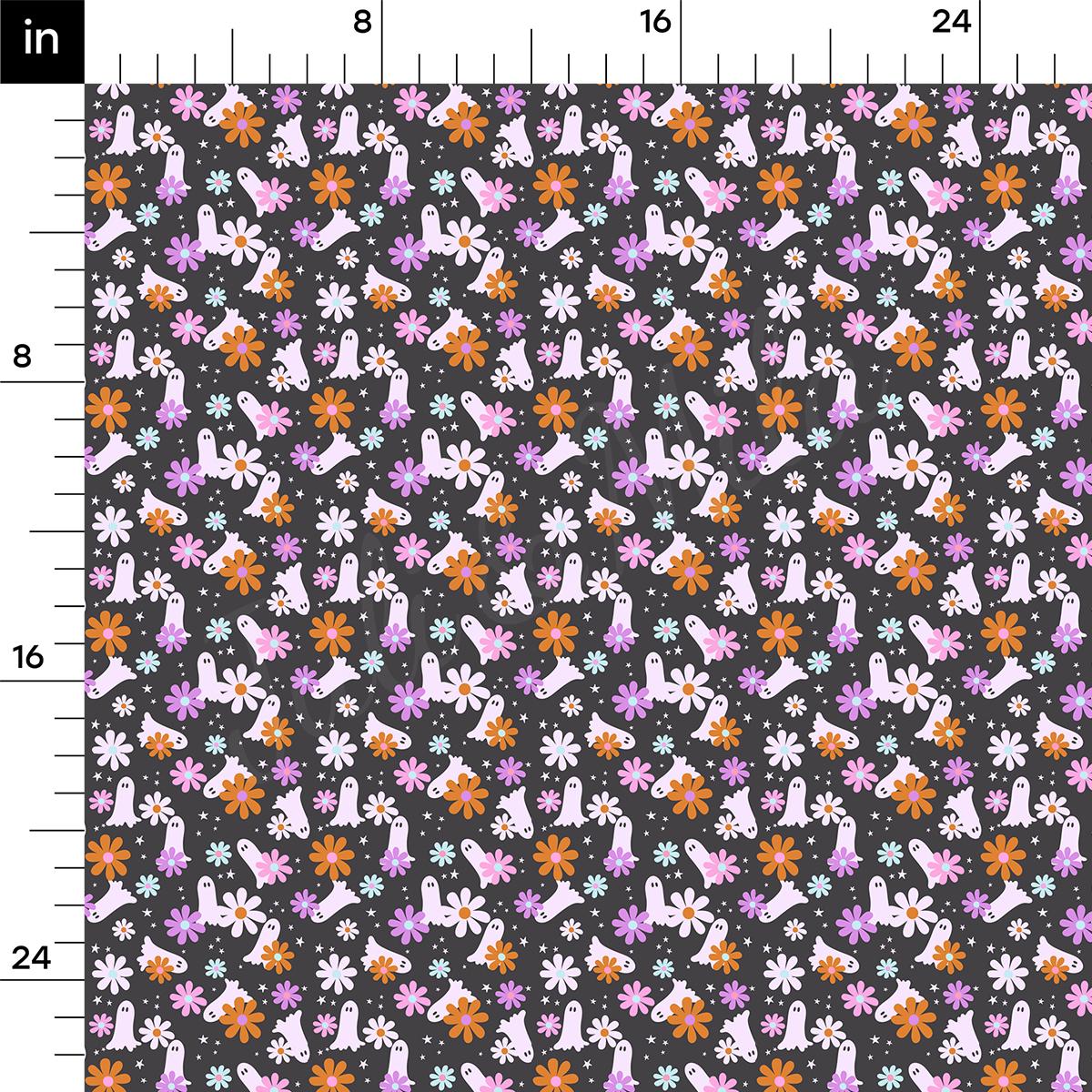a ruler with a pattern of rabbits and flowers on it