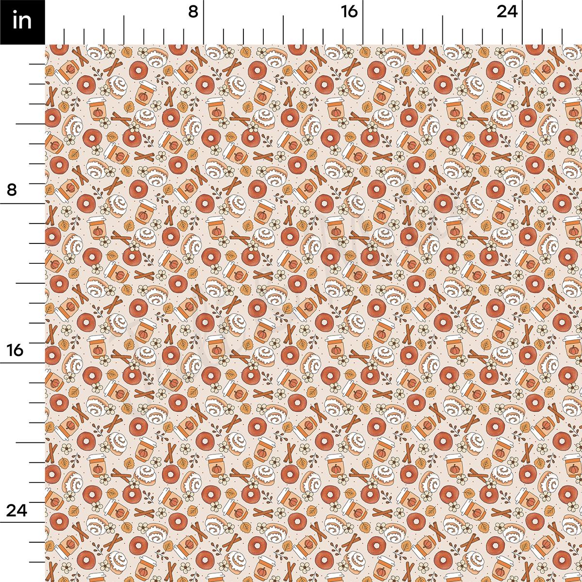 a ruler with an orange and white pattern on it