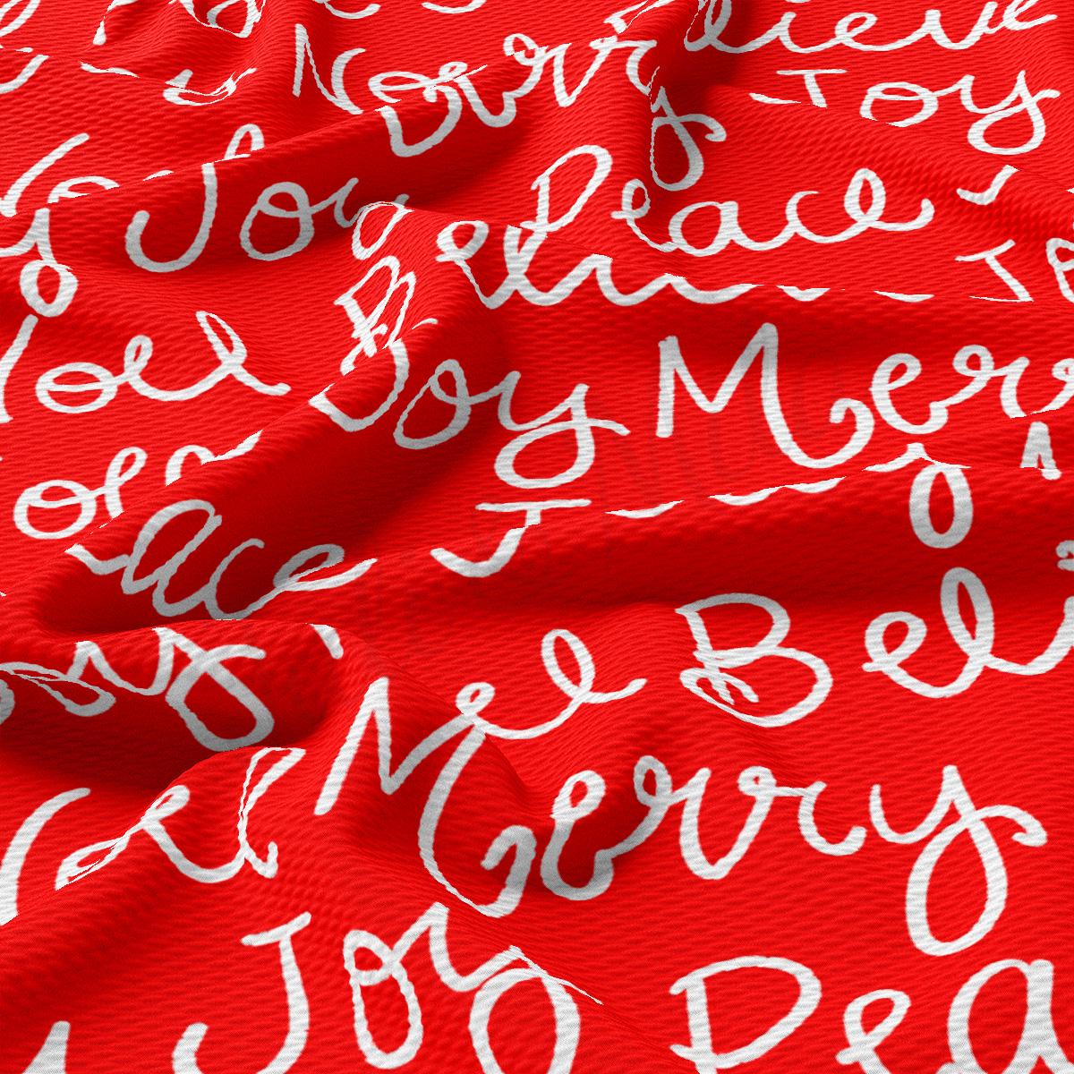 a red cloth with white writing on it