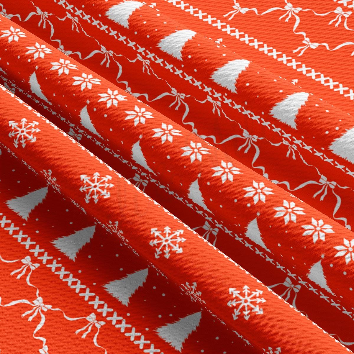 a red and white christmas wrapping paper with white snowflakes