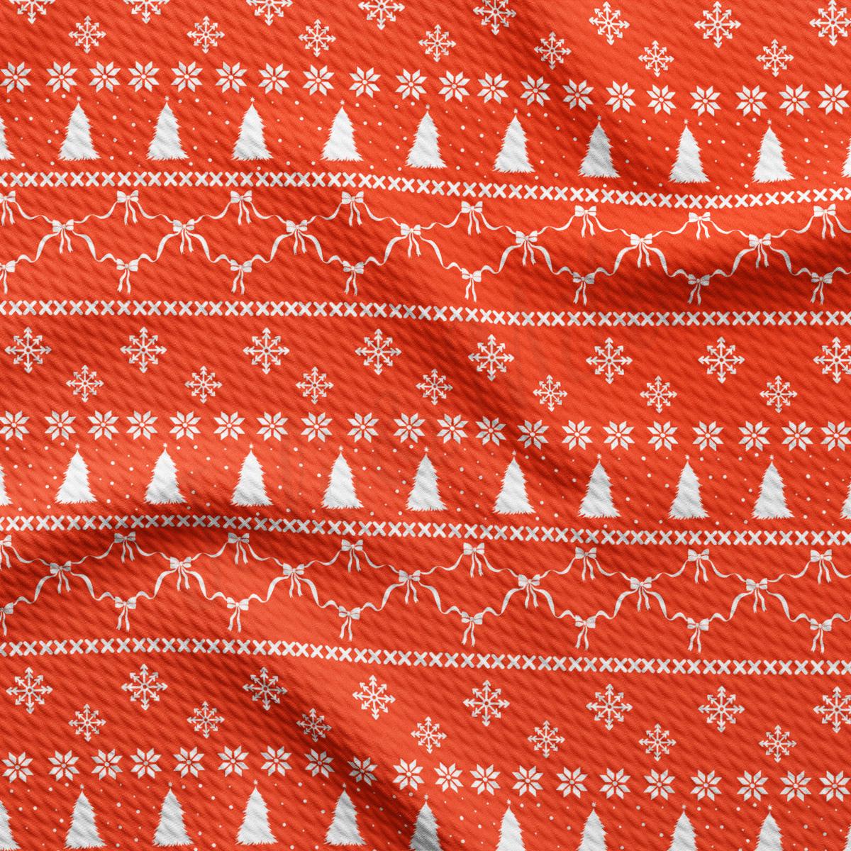 a red christmas sweater with white trees on it