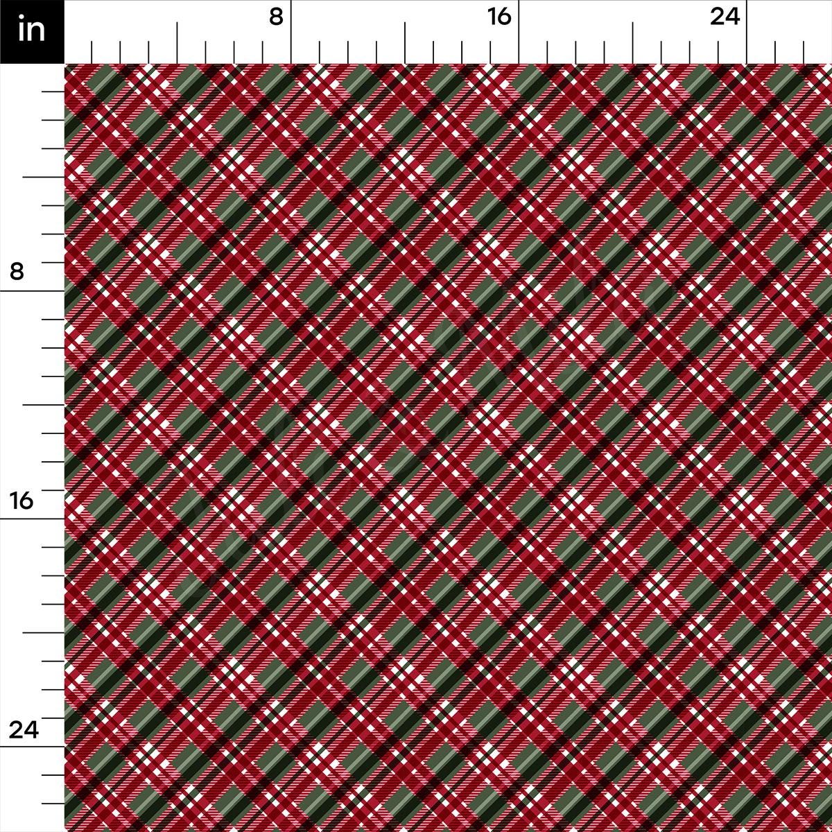 a red and green plaid pattern on a ruler