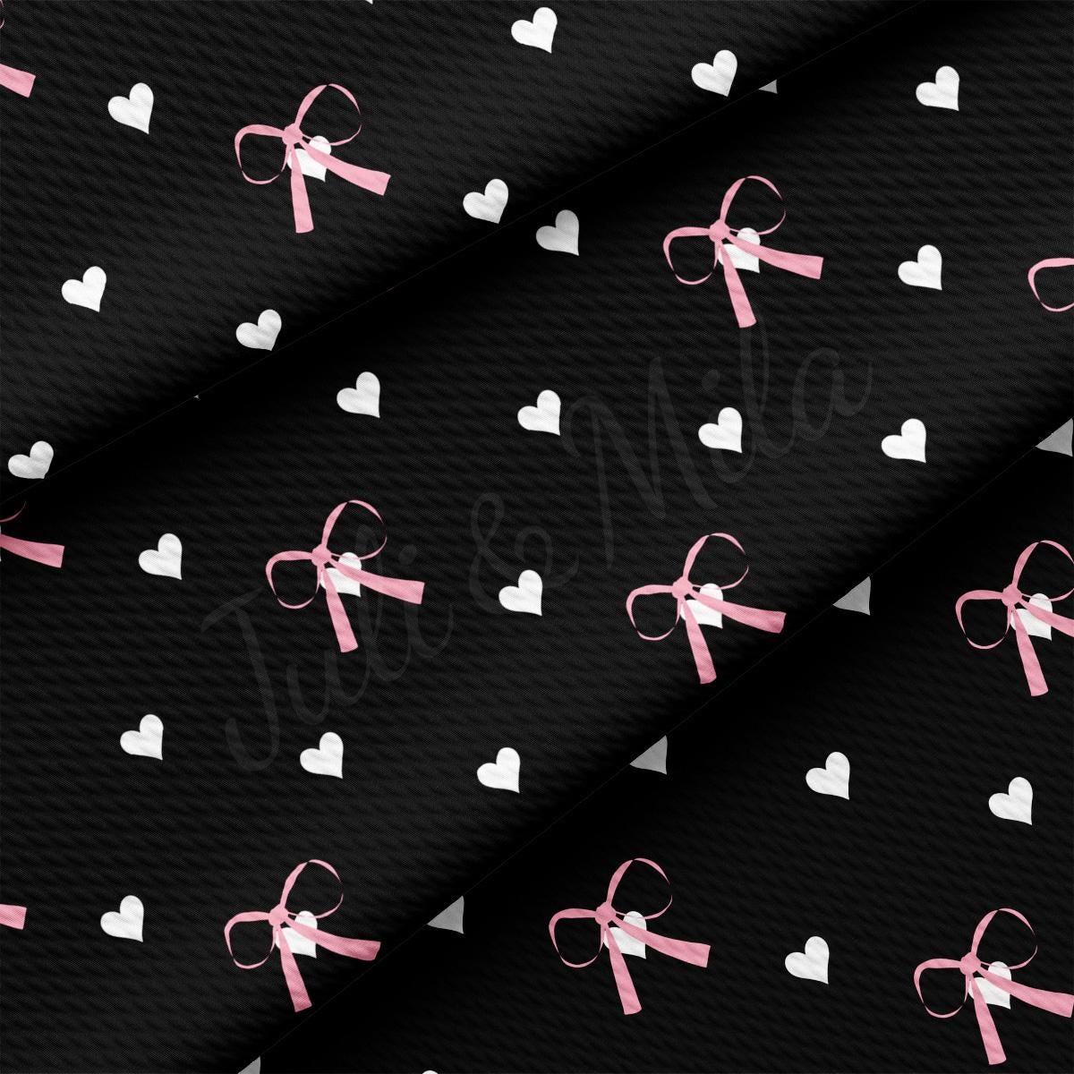 a black background with white hearts and a pink ribbon