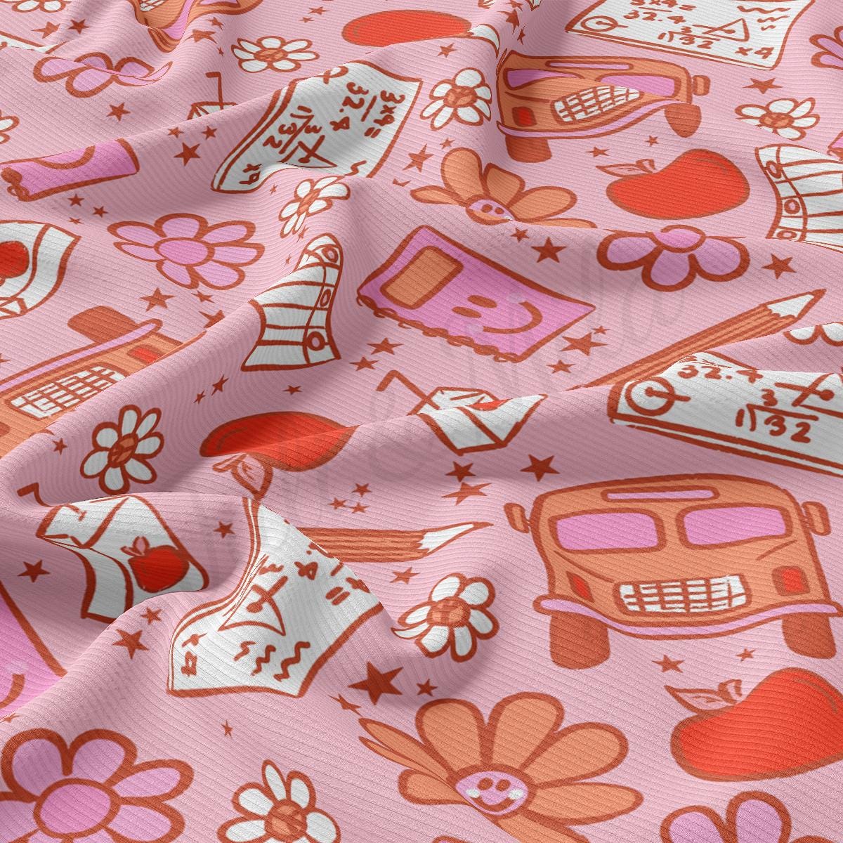 a pink background with a lot of different things on it