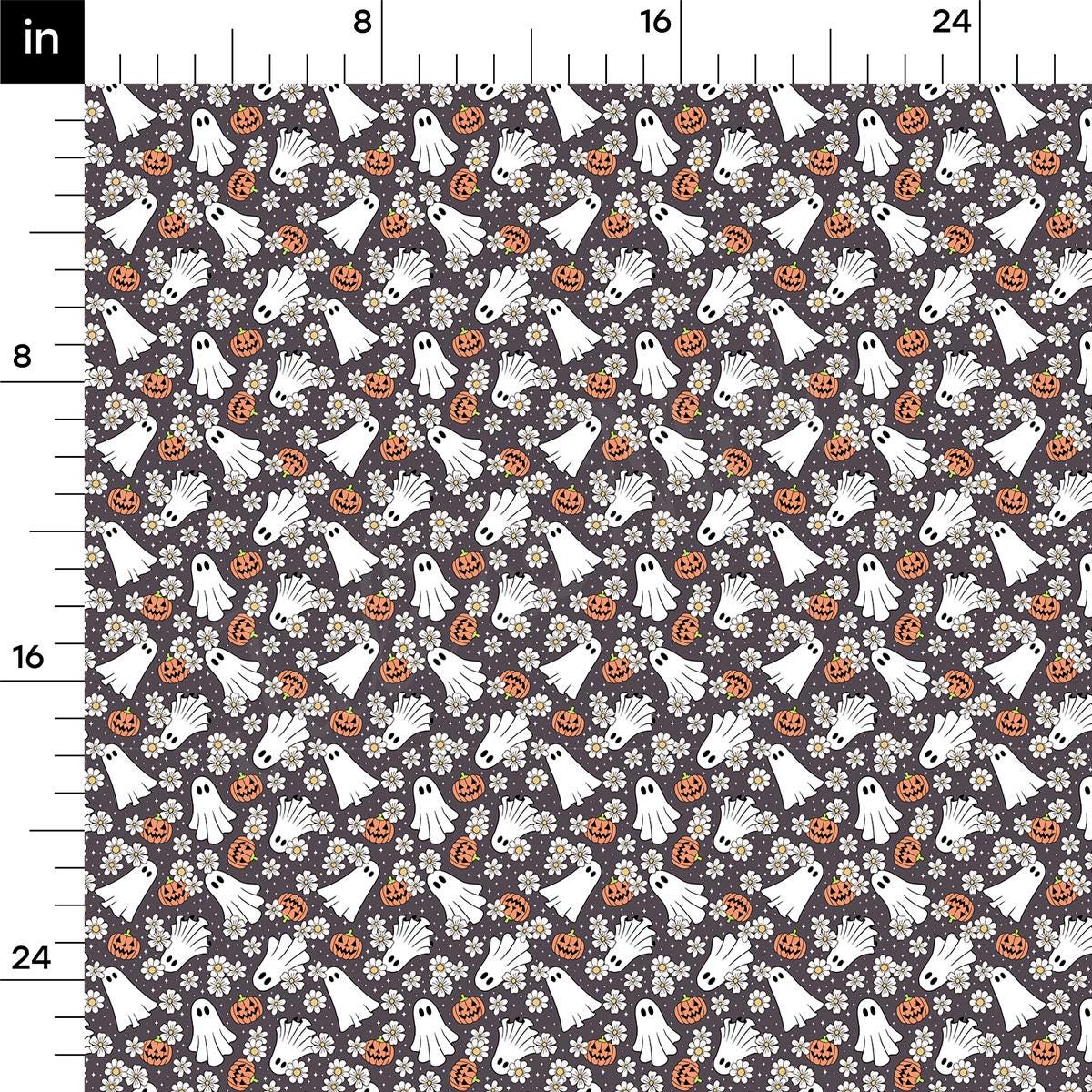 a ruler with a pattern of ghost and pumpkins on it