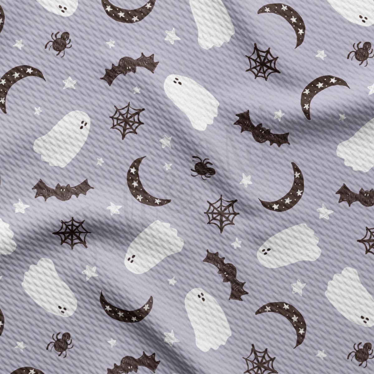a pattern of ghost and stars on a purple background
