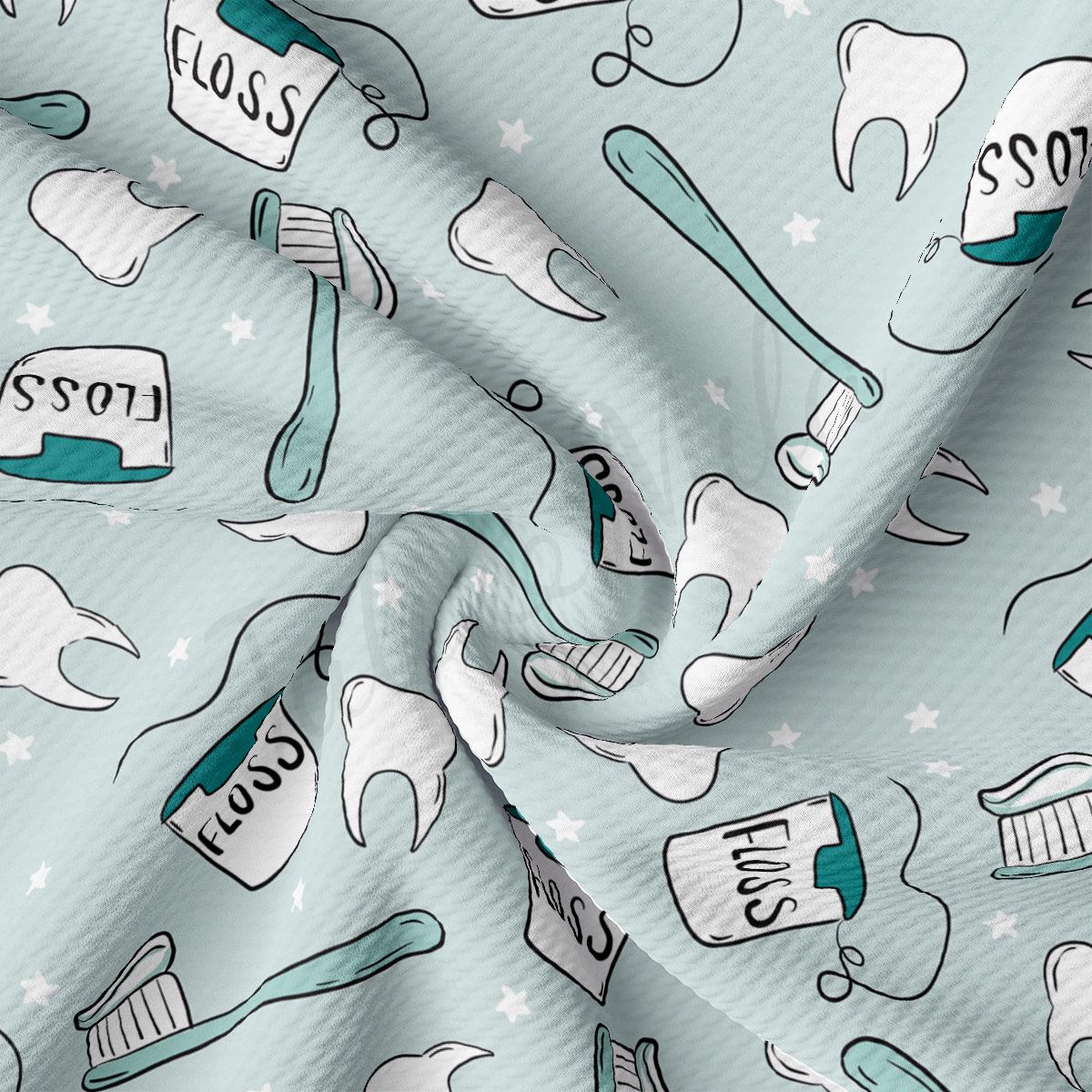 a toothbrush and toothpaste pattern on a blue background