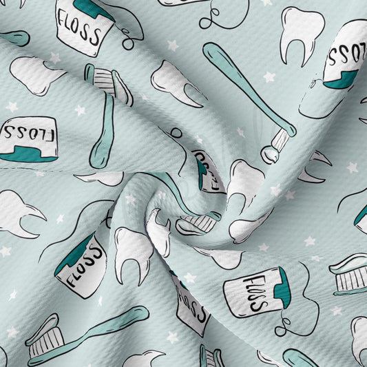 a toothbrush and toothpaste pattern on a blue background