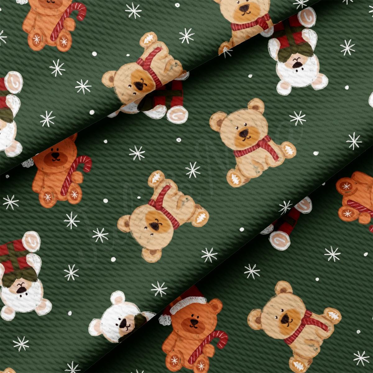 a pattern of teddy bears on a green background