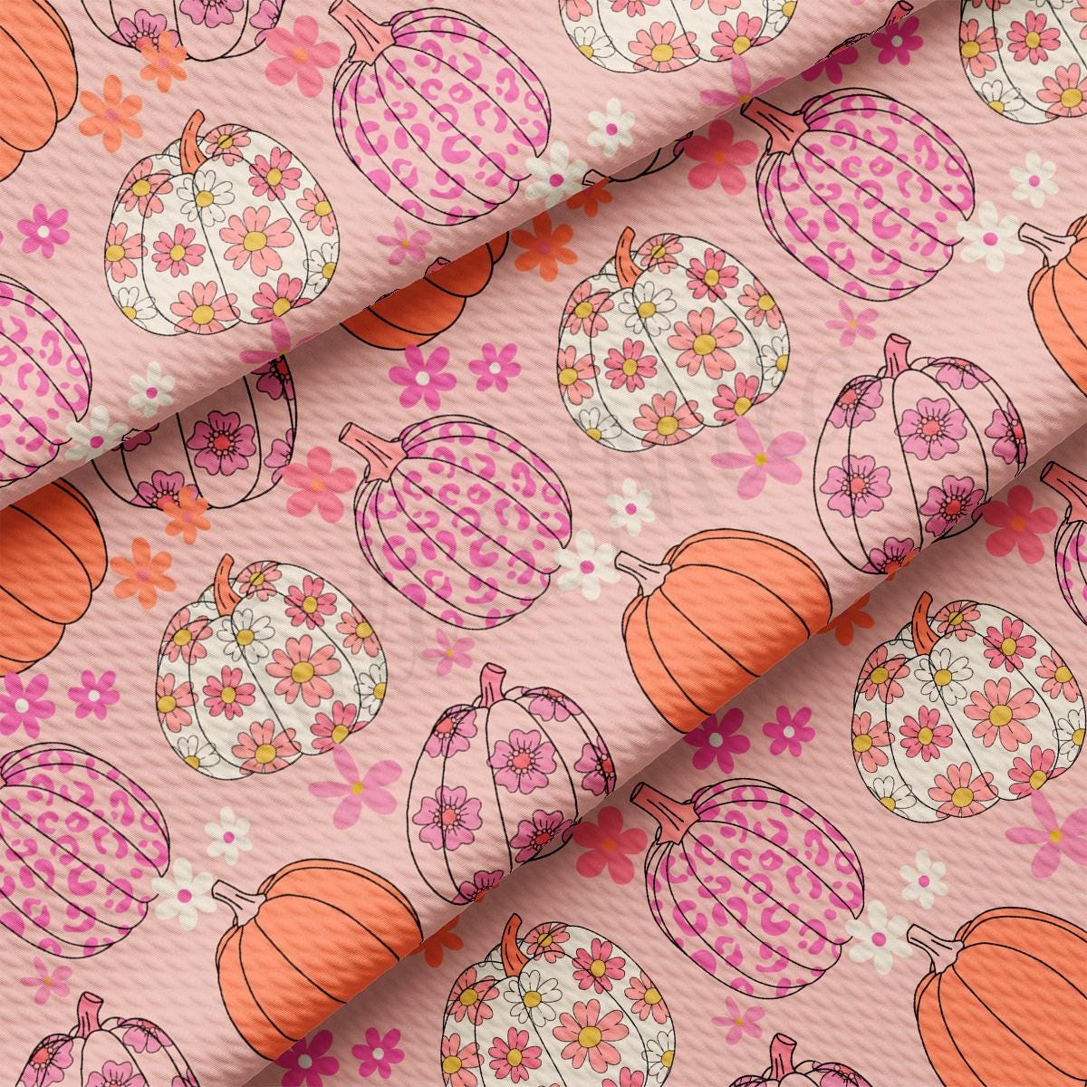 a pink background with orange and pink flowers