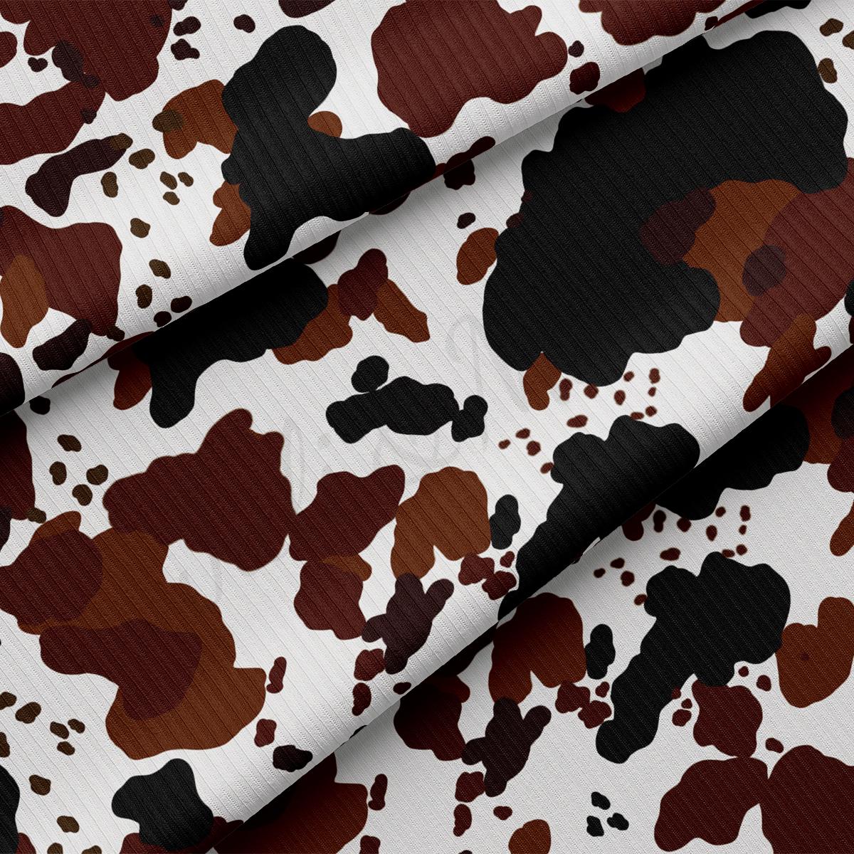 a white and brown camouflage print fabric