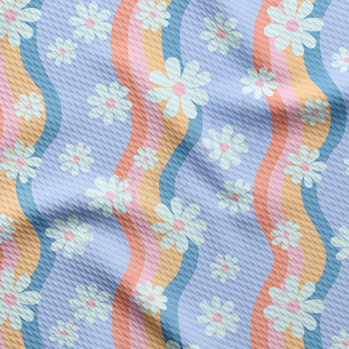 a blue, orange, and pink floral print fabric