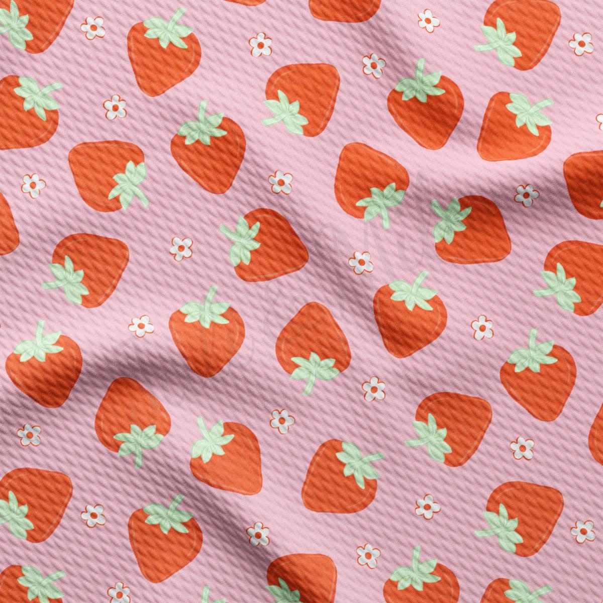 a pattern of strawberries on a pink background