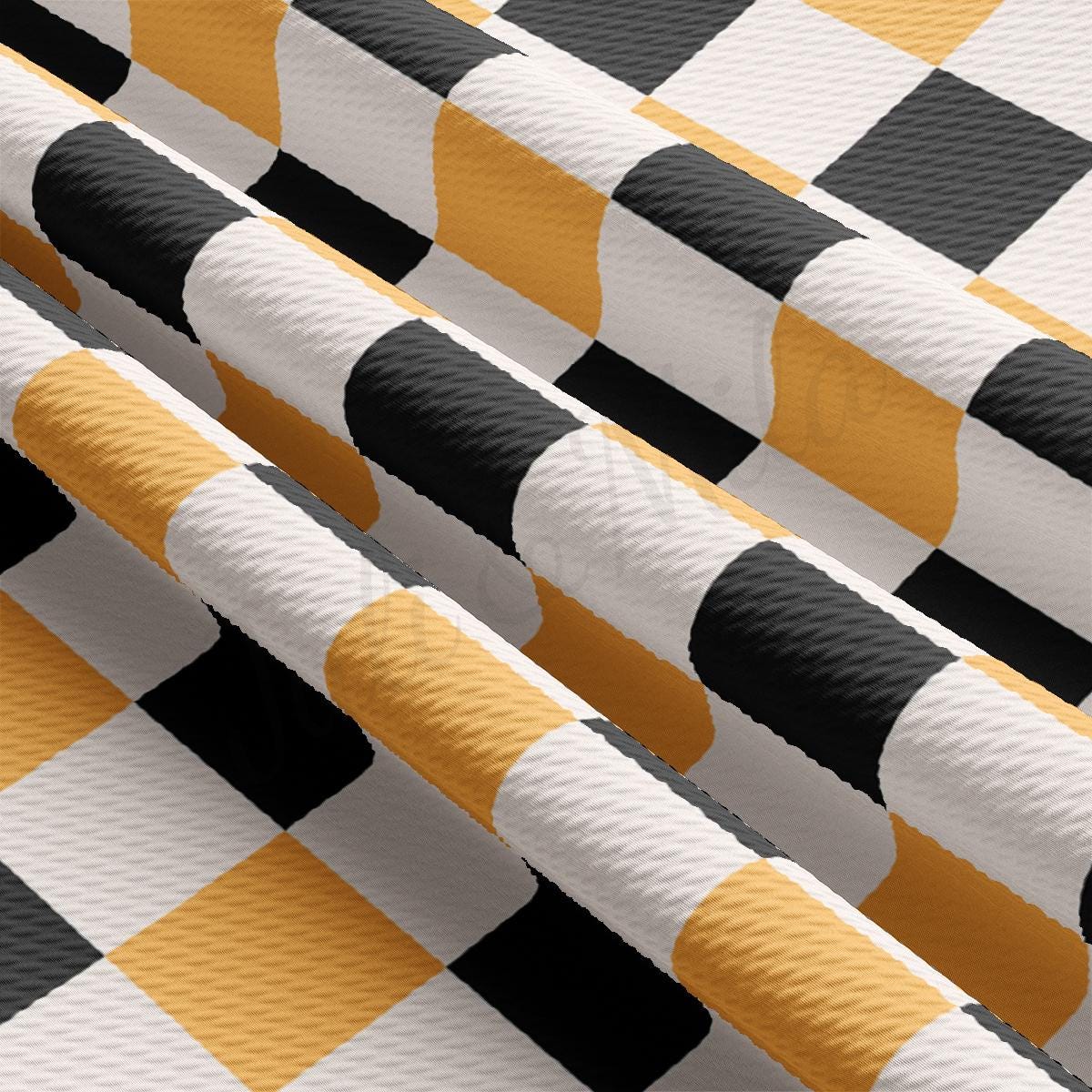 a black and white checkered pattern with orange accents