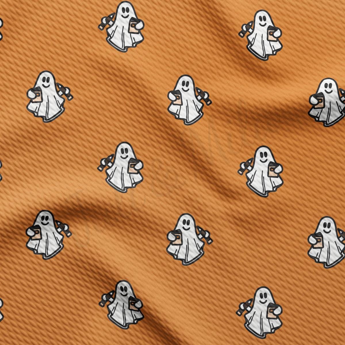a pattern of ghost on an orange background