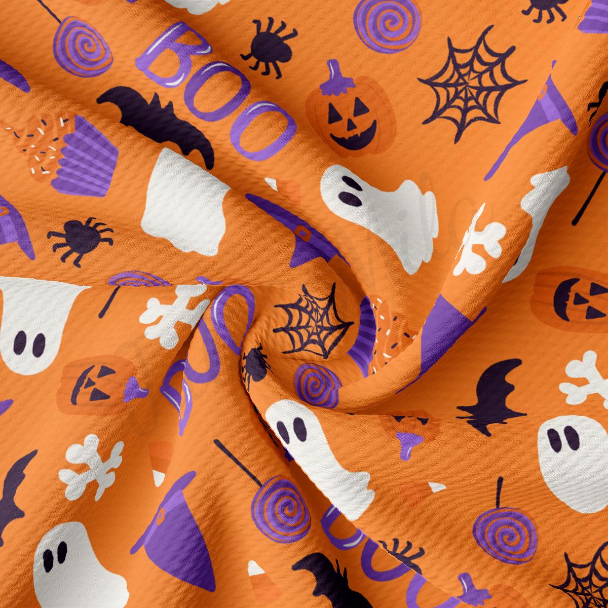 a close up of a halloween themed fabric