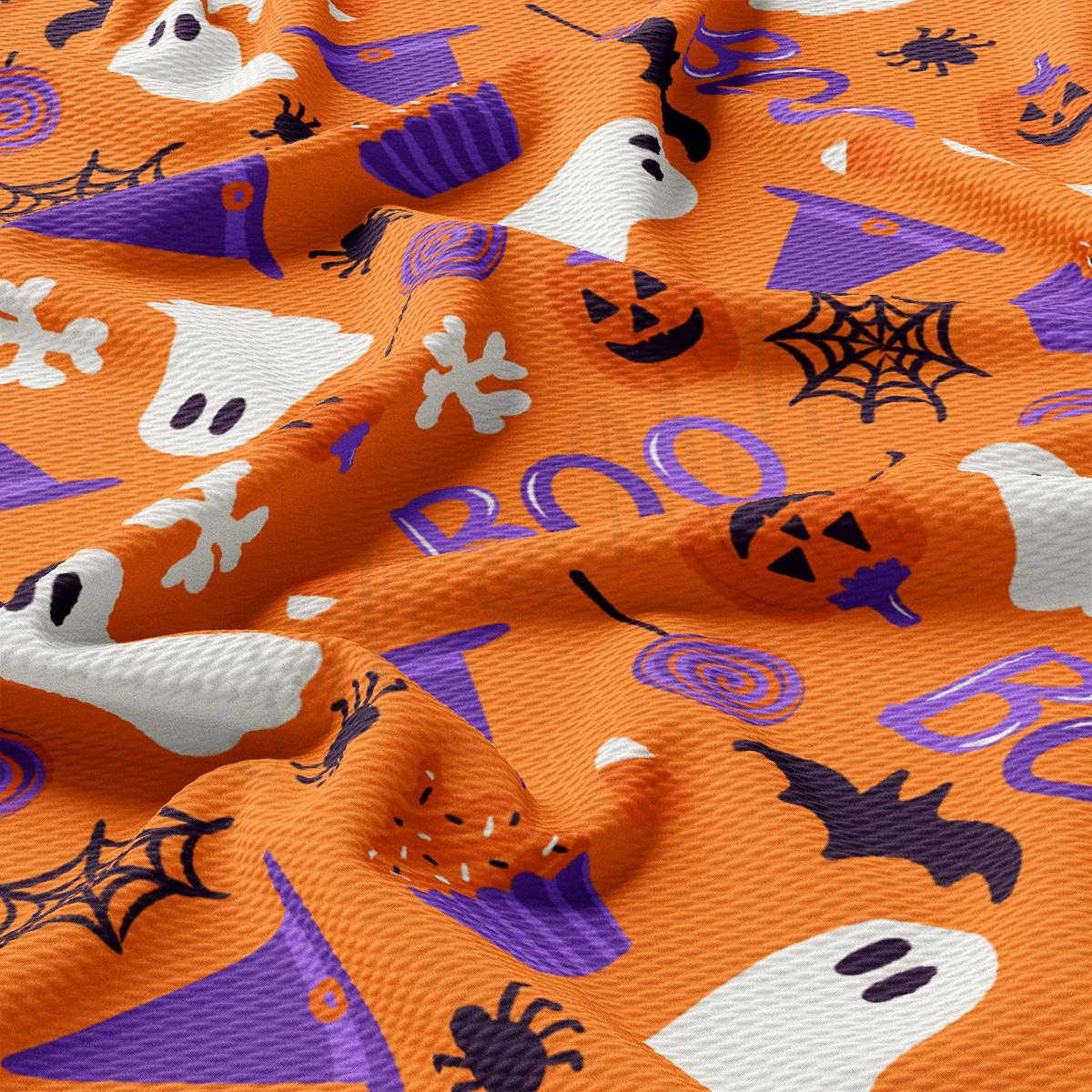 a close up of a halloween themed fabric
