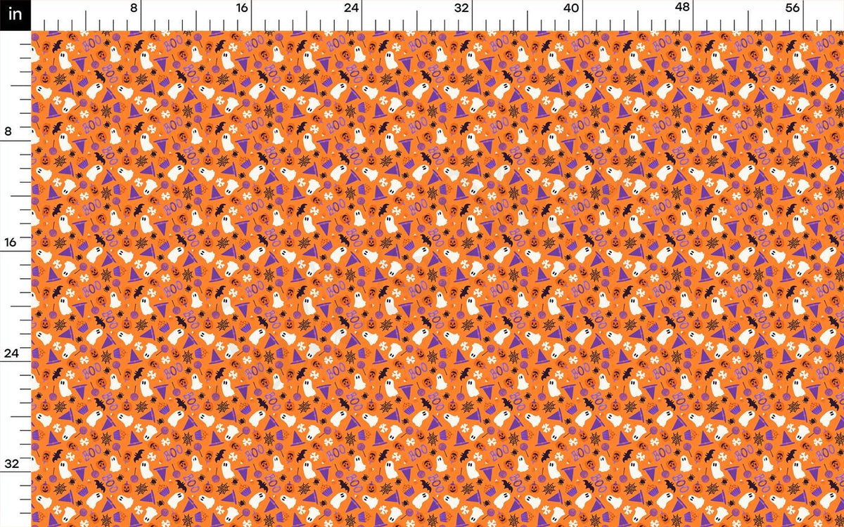 an orange and blue pattern with a ruler