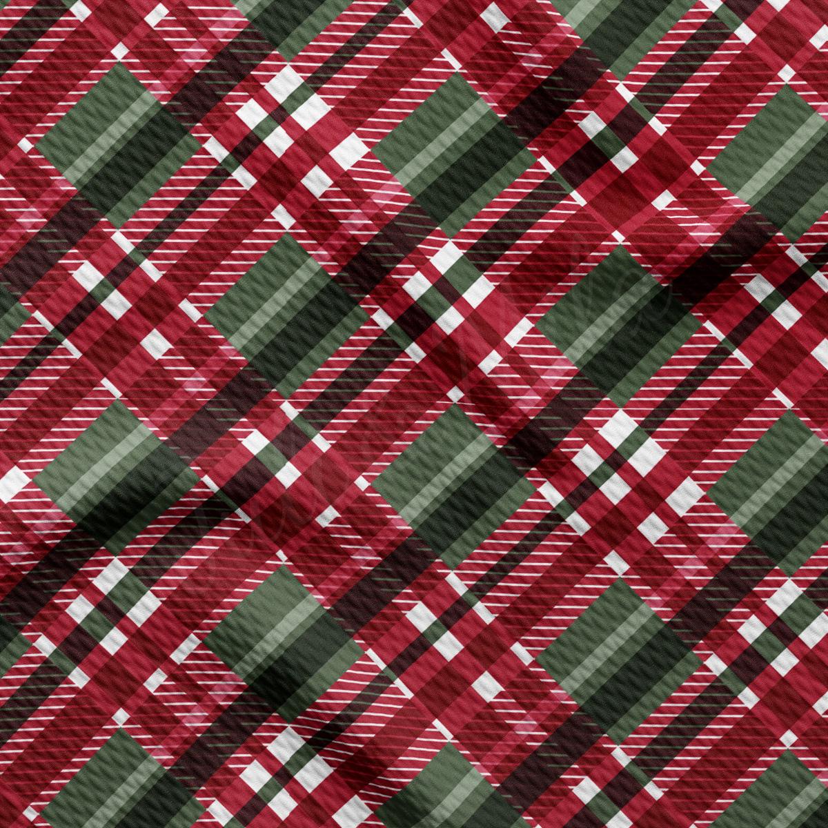 a red and green plaid fabric with a pattern