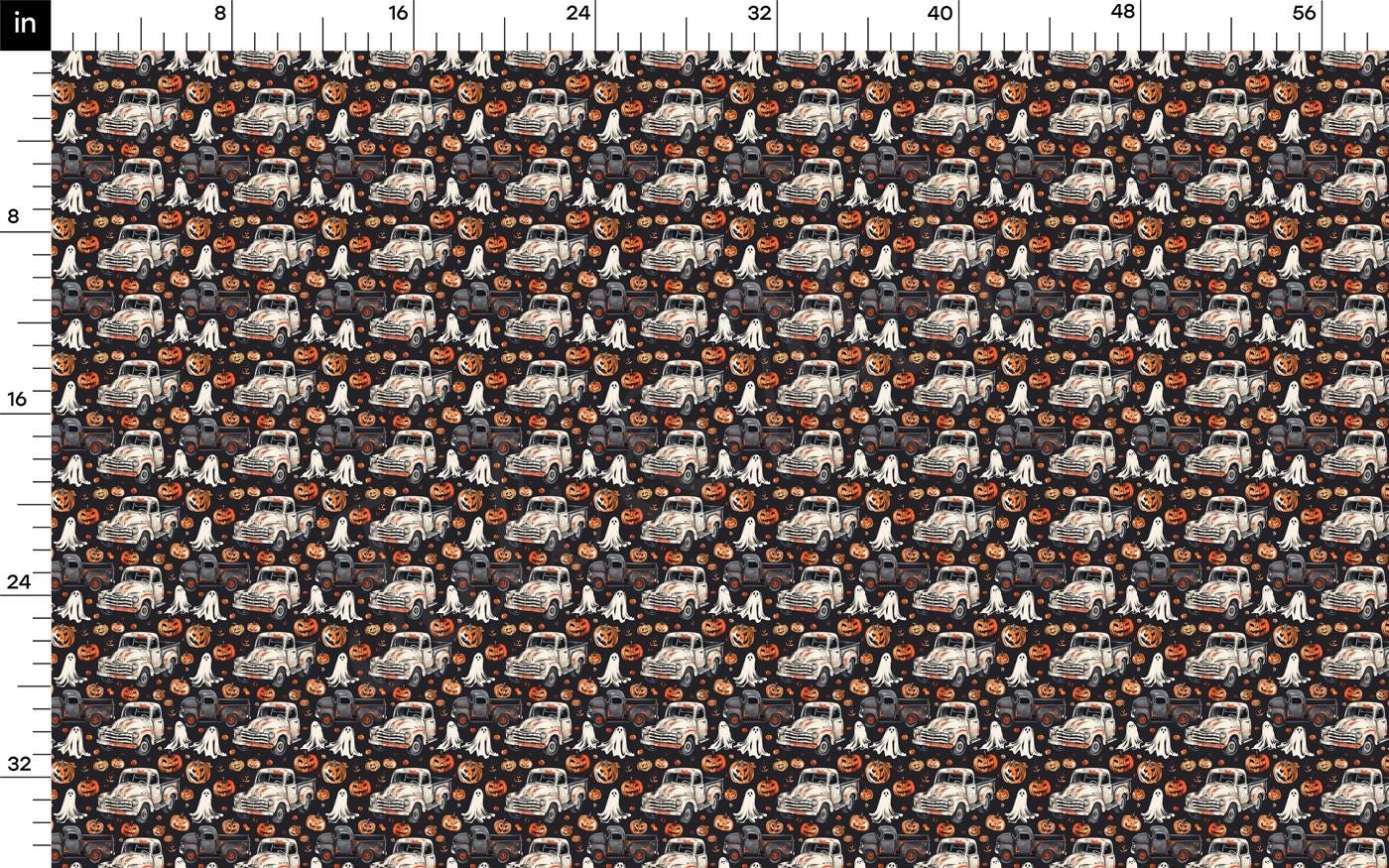 a black and white pattern with orange flowers
