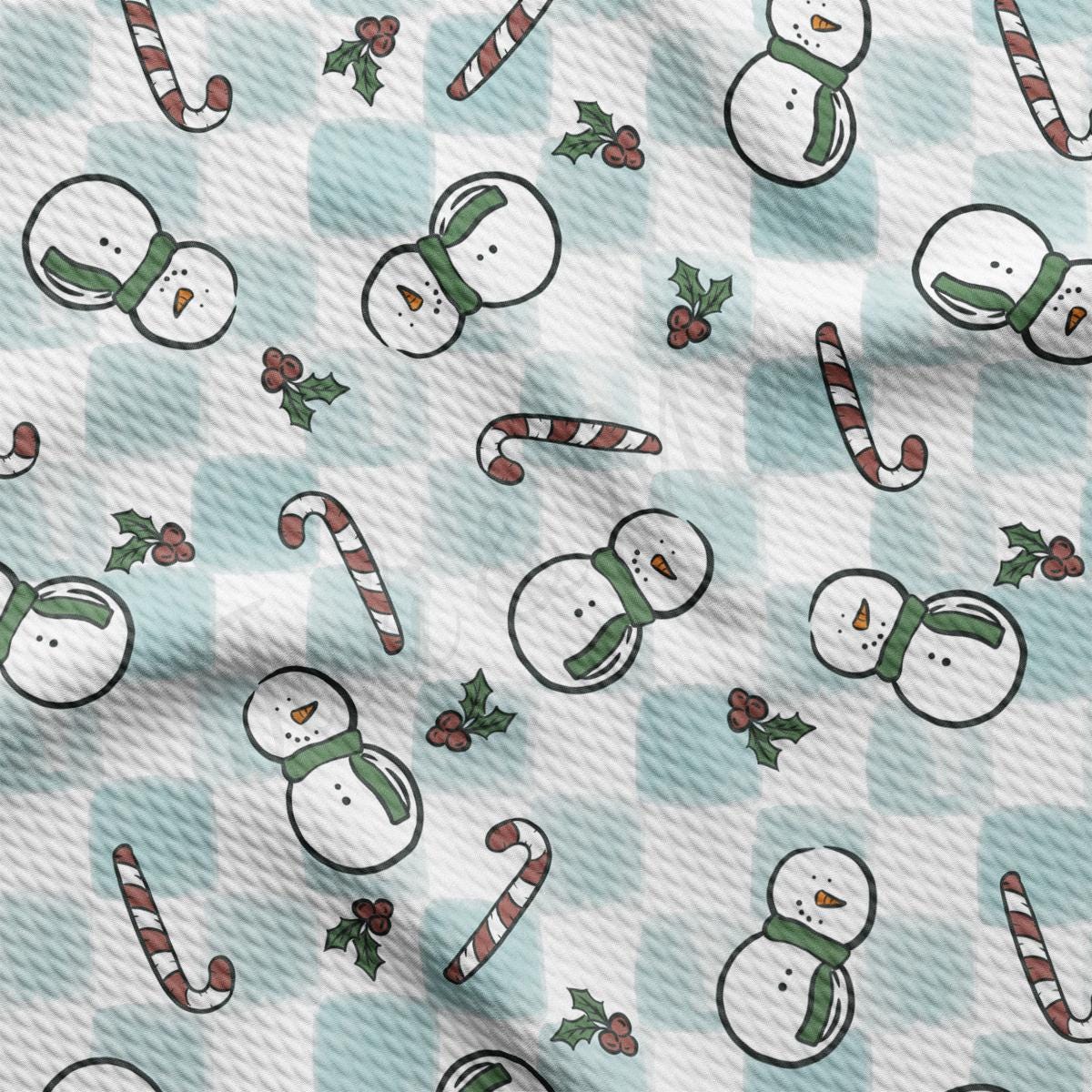 a pattern of snowmen with candy canes and candy canes