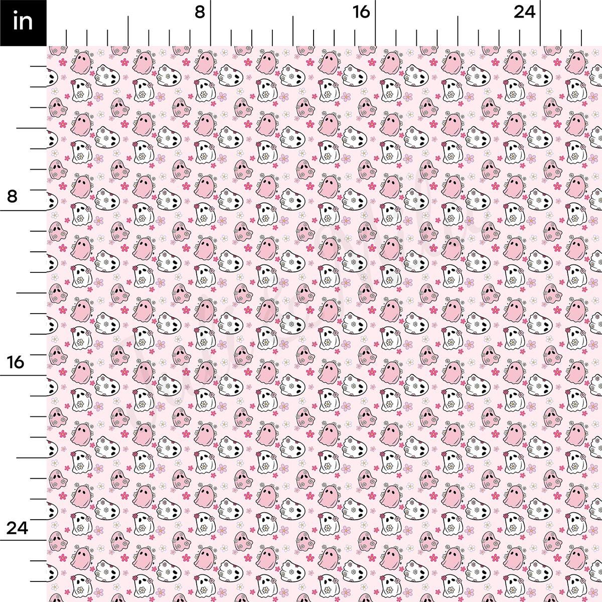 a ruler with a pink and white pattern on it