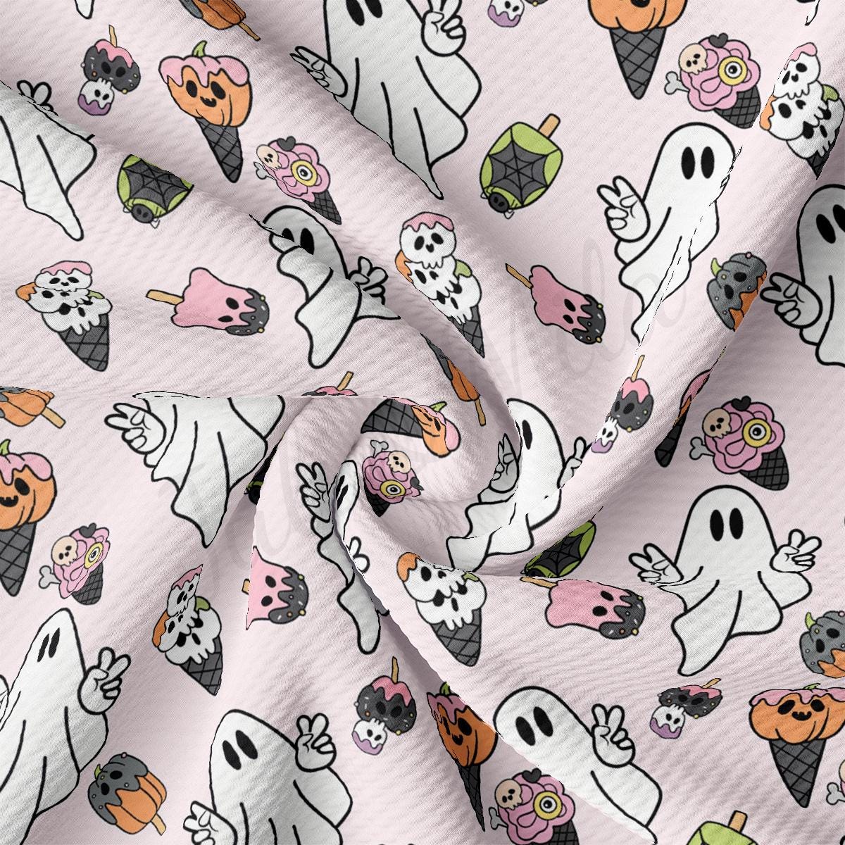 a pink background with a lot of cartoon characters on it