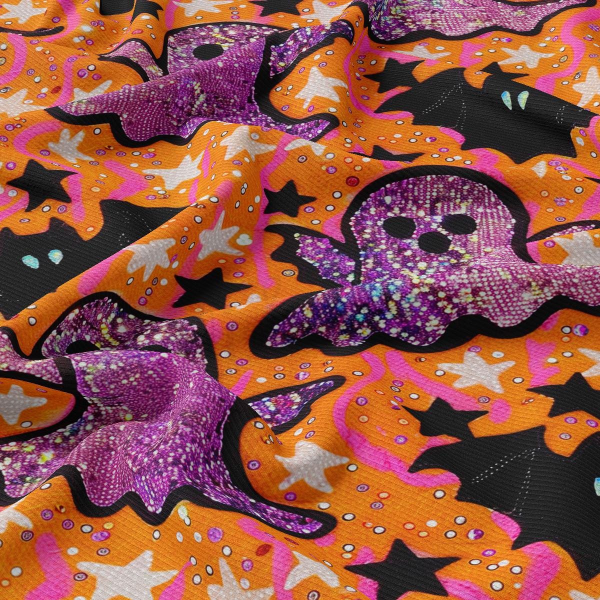 a colorful fabric with a skull and stars on it