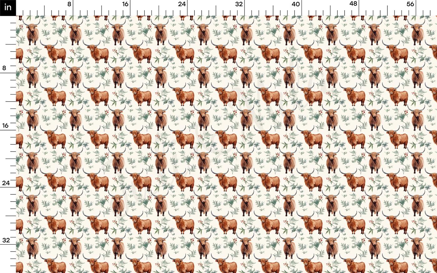 a pattern of brown cows on a white background