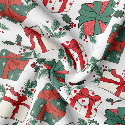 a close up of a wrapping paper with presents on it