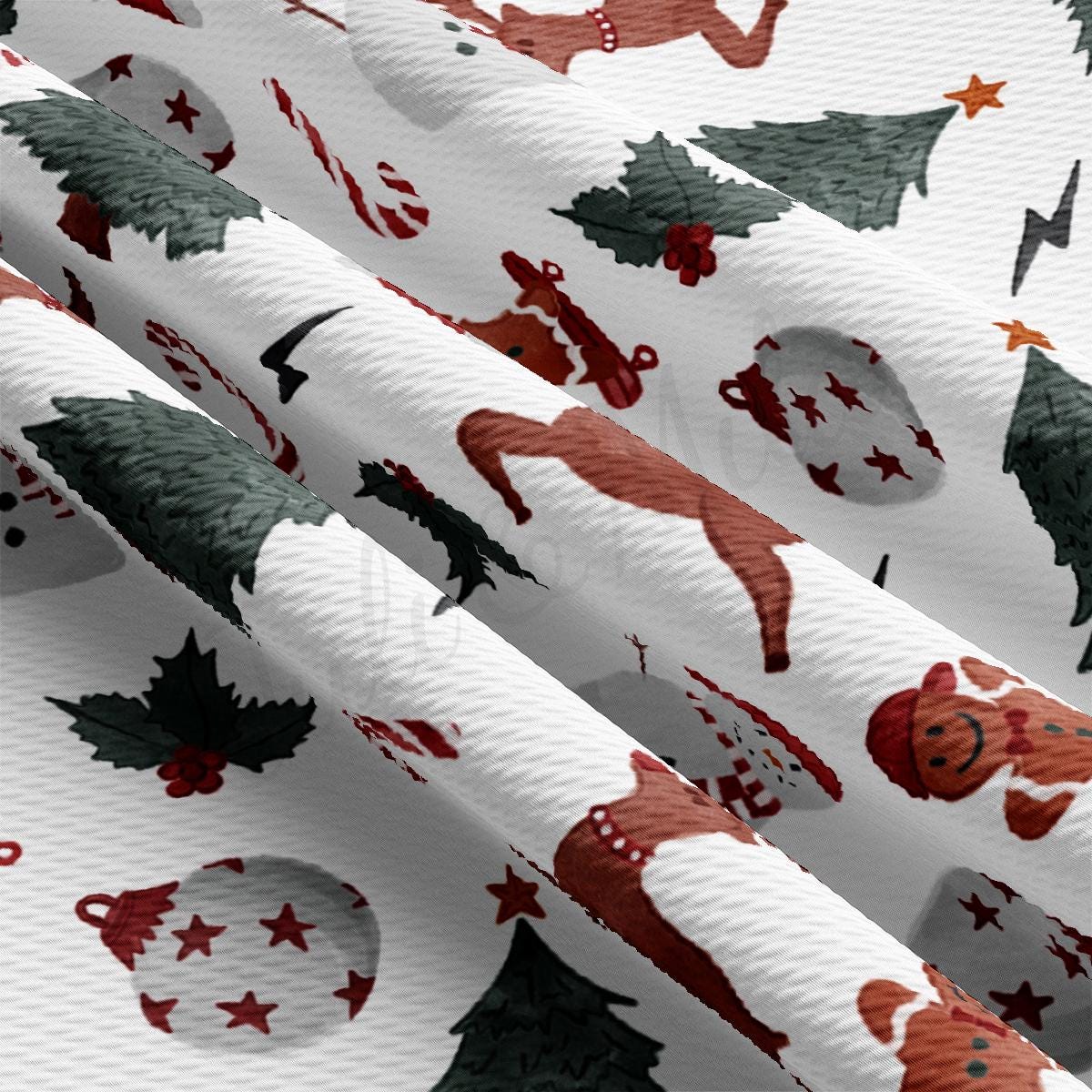 a white wrapping paper with christmas decorations on it