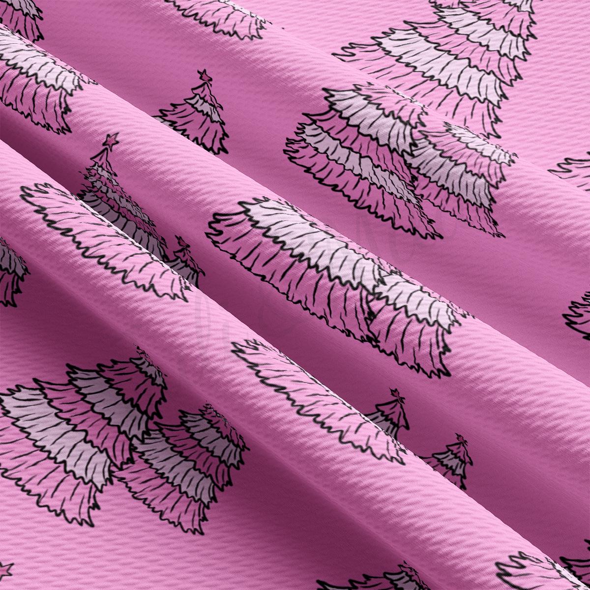 a pink background with a christmas tree on it