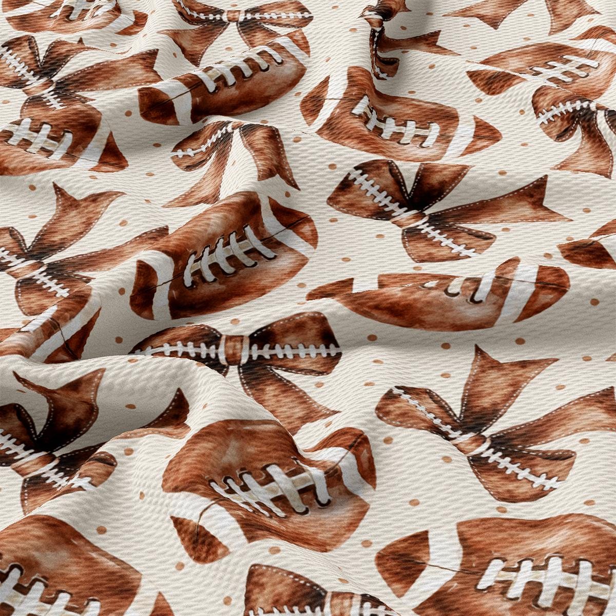 a pattern of brown and white footballs on a white background