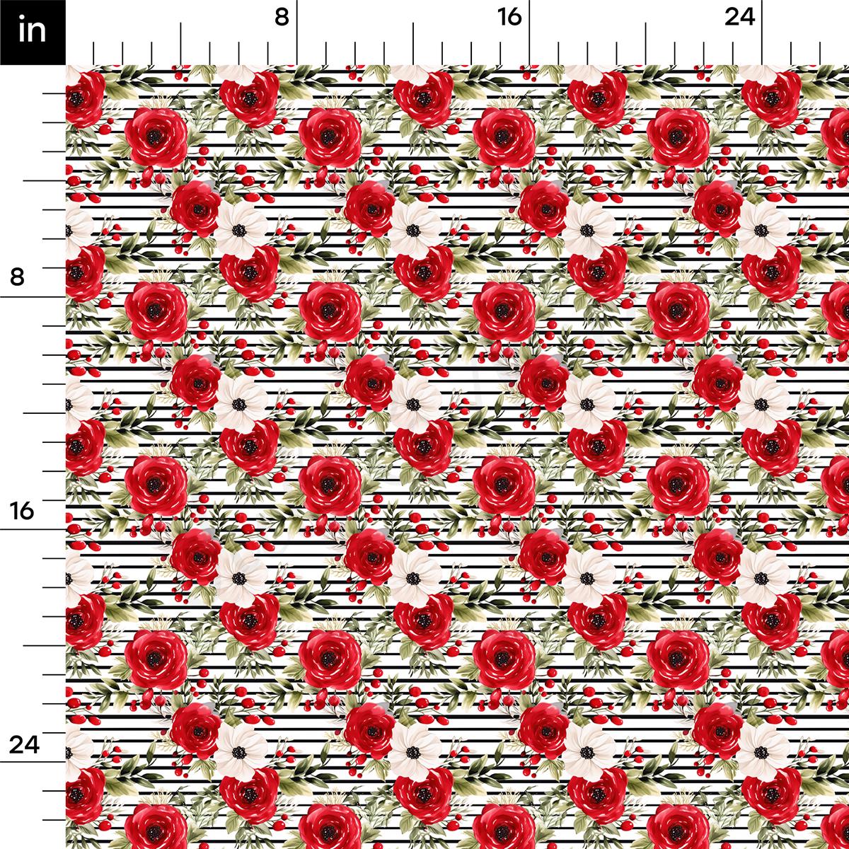 a ruler with a red rose pattern on it