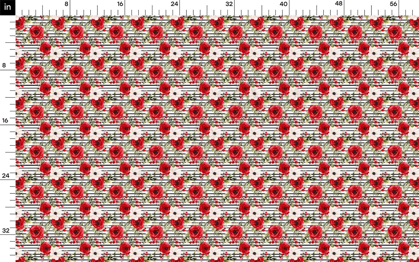 a red and white flower pattern on a white background