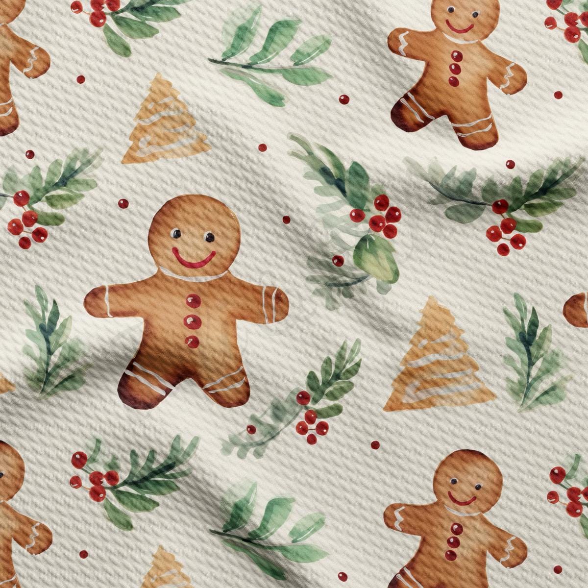 a pattern of gingers and holly leaves on a white background