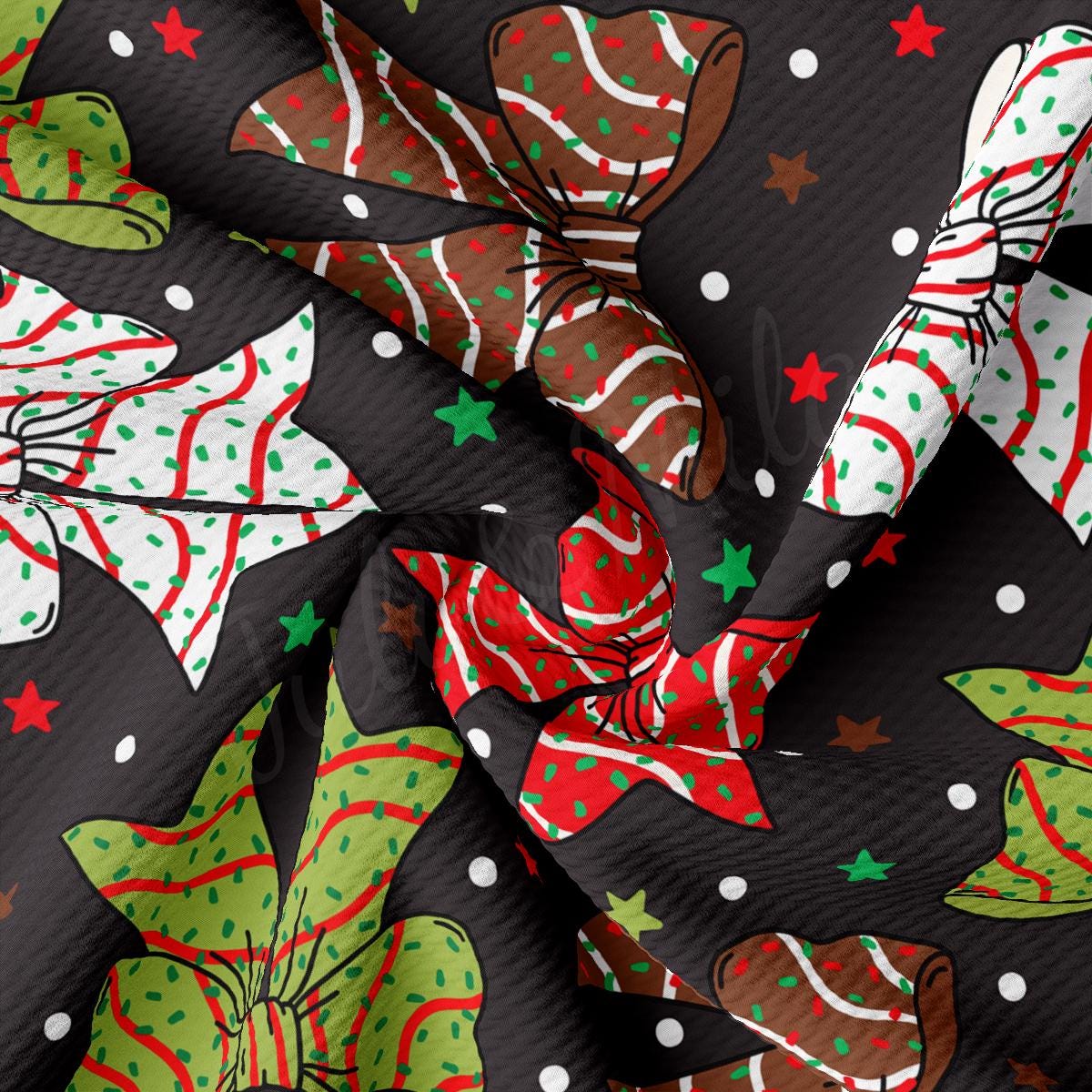 a black background with red, green, and white christmas decorations