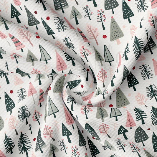 a white fabric with trees on it