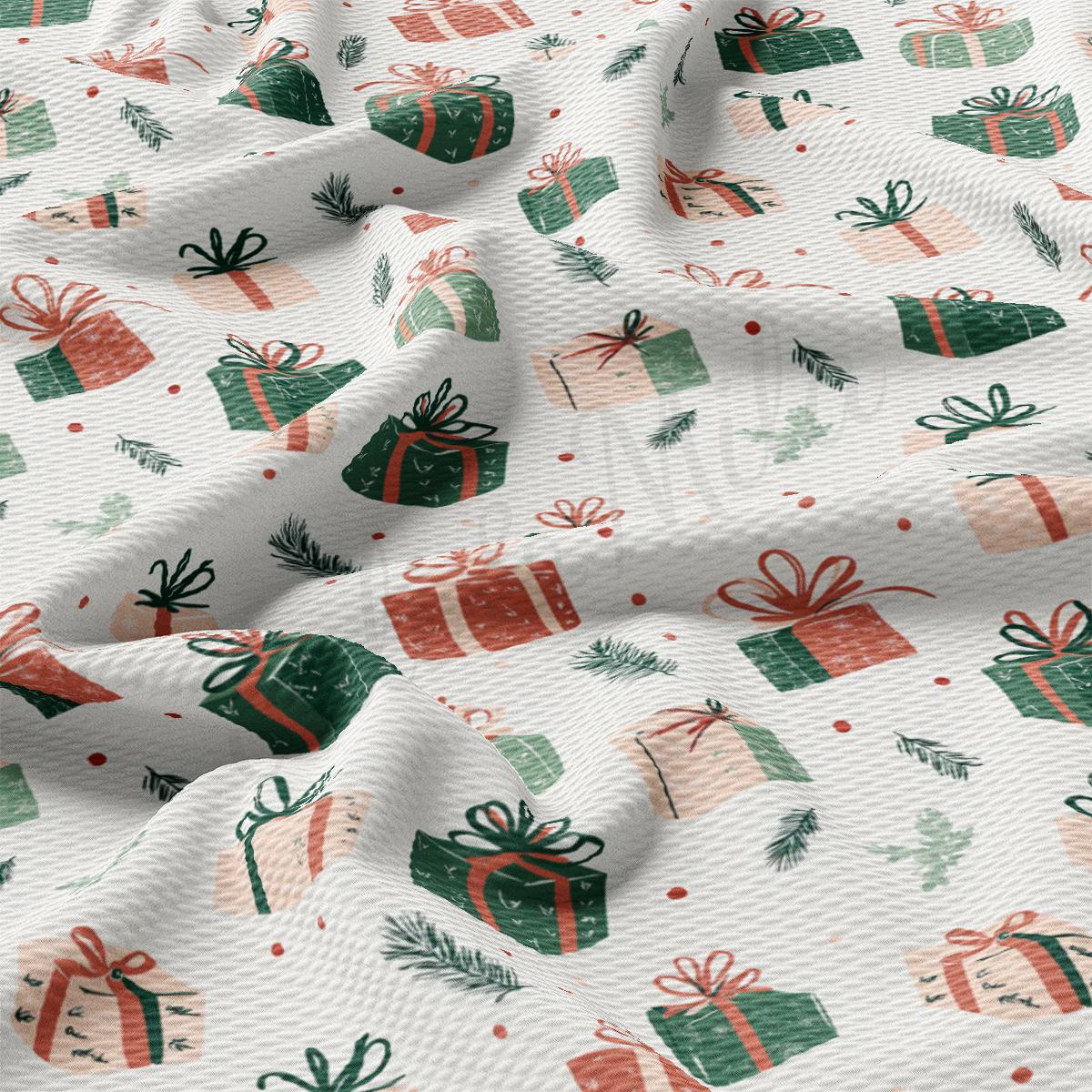 a close up of a wrapping paper with presents on it