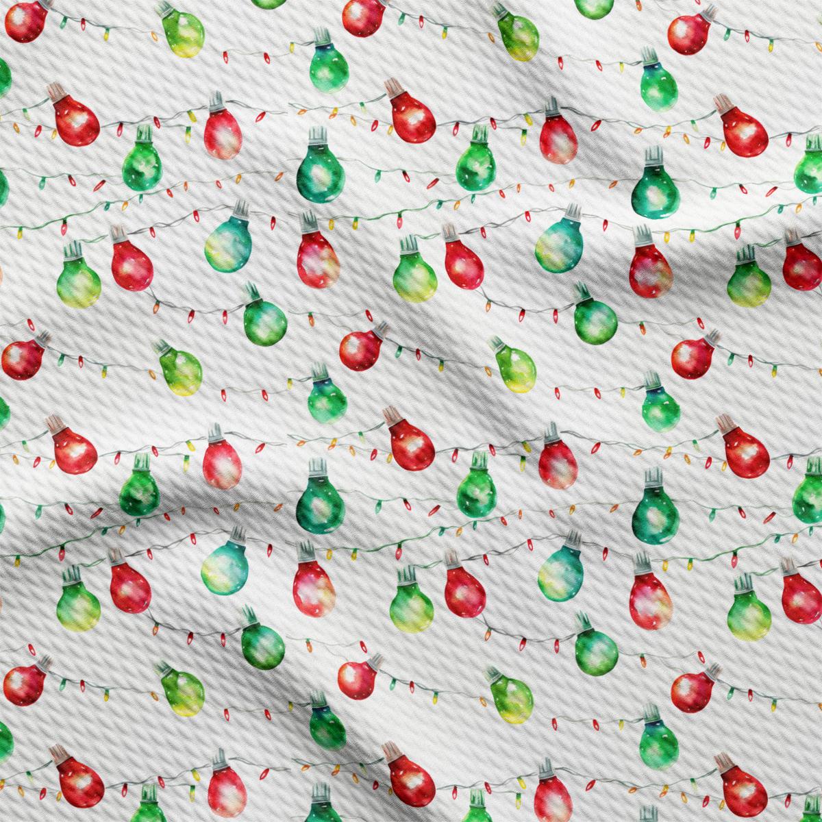 a pattern of christmas lights on a white background