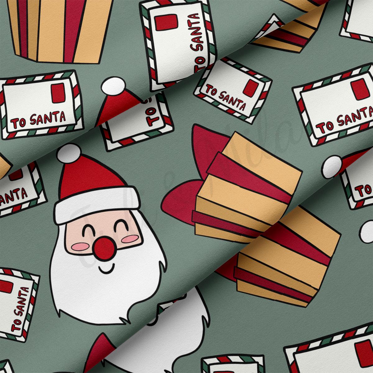 a wrapping paper with a santa clause pattern on it